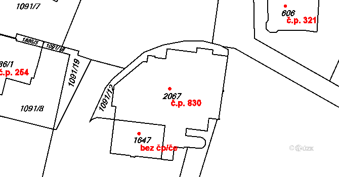 Prachatice II 830, Prachatice na parcele st. 2067 v KÚ Prachatice, Katastrální mapa