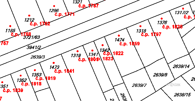 Břeclav 1822 na parcele st. 1342 v KÚ Břeclav, Katastrální mapa