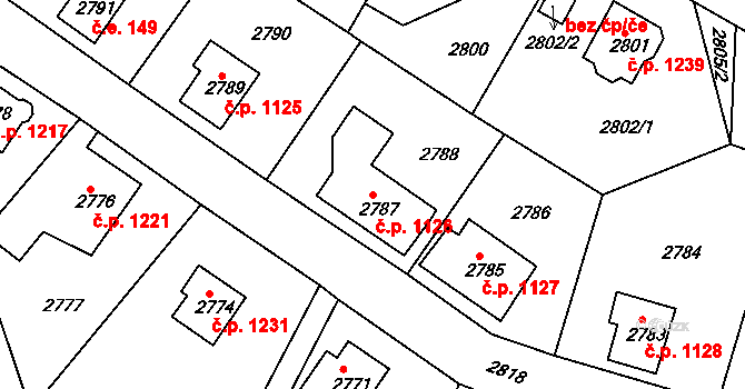Smržovka 1126 na parcele st. 2787 v KÚ Smržovka, Katastrální mapa