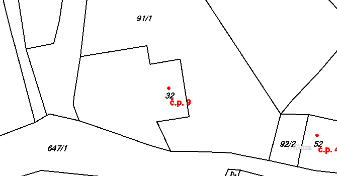 Kydliny 9, Klatovy na parcele st. 32 v KÚ Kydliny, Katastrální mapa