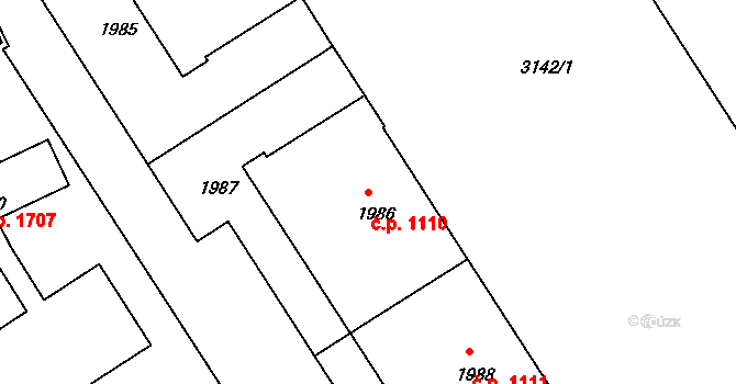 Nusle 1110, Praha na parcele st. 1986 v KÚ Nusle, Katastrální mapa