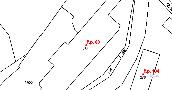 Čistá v Krkonoších 88, Černý Důl na parcele st. 132 v KÚ Čistá v Krkonoších, Katastrální mapa