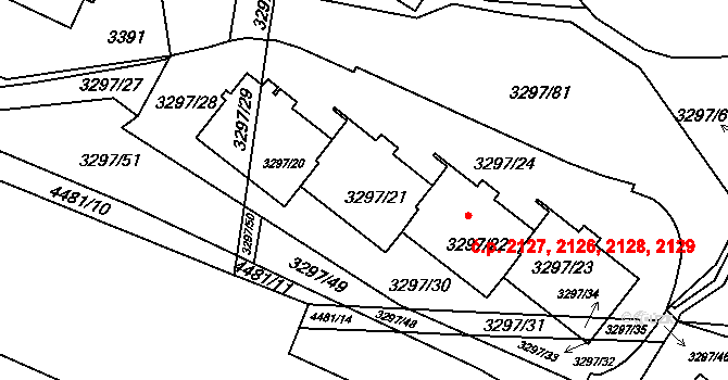 Strašnice 2126,2127,2128,2129, Praha na parcele st. 3297/21 v KÚ Strašnice, Katastrální mapa