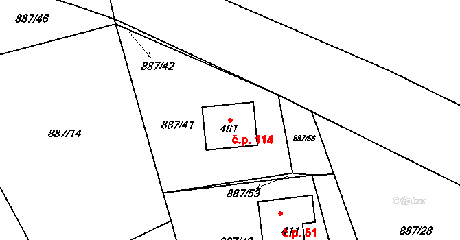 Zduchovice 114 na parcele st. 461 v KÚ Zduchovice, Katastrální mapa