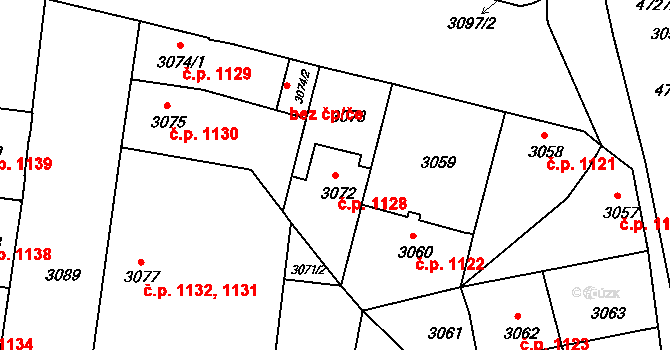 České Budějovice 3 1128, České Budějovice na parcele st. 3072 v KÚ České Budějovice 3, Katastrální mapa