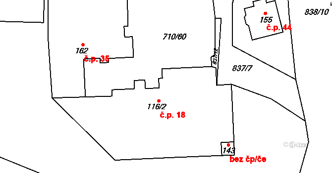 Bedřichov 18, Špindlerův Mlýn na parcele st. 116/2 v KÚ Bedřichov v Krkonoších, Katastrální mapa