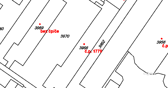 Vsetín 1779 na parcele st. 3968 v KÚ Vsetín, Katastrální mapa
