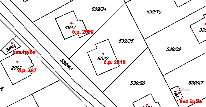 Šumperk 2910 na parcele st. 5022 v KÚ Šumperk, Katastrální mapa