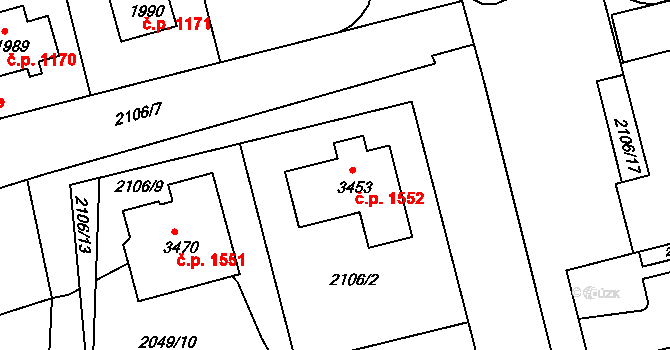 Humpolec 1552 na parcele st. 3453 v KÚ Humpolec, Katastrální mapa
