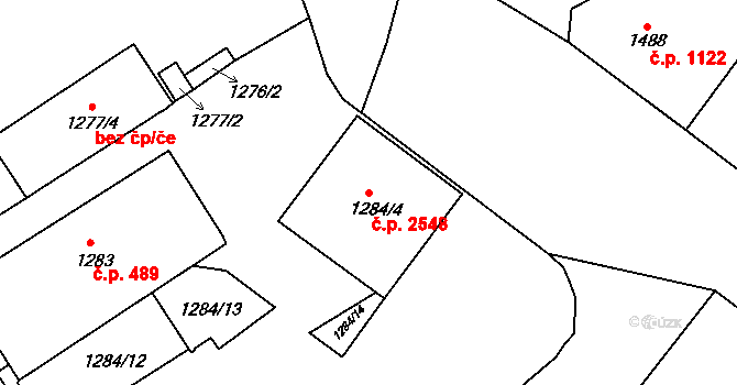 Vinohrady 2548, Praha na parcele st. 1284/4 v KÚ Vinohrady, Katastrální mapa