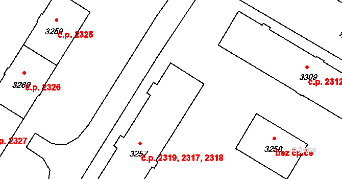 Zábřeh 2317,2318,2319, Ostrava na parcele st. 3257 v KÚ Zábřeh nad Odrou, Katastrální mapa