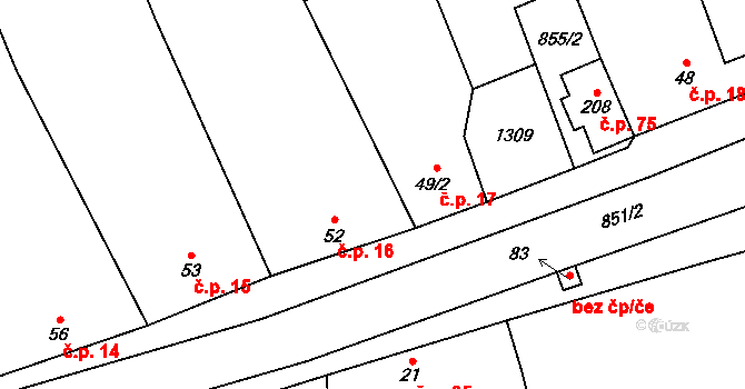 Heroltice 17, Hoštice-Heroltice na parcele st. 49/2 v KÚ Heroltice, Katastrální mapa