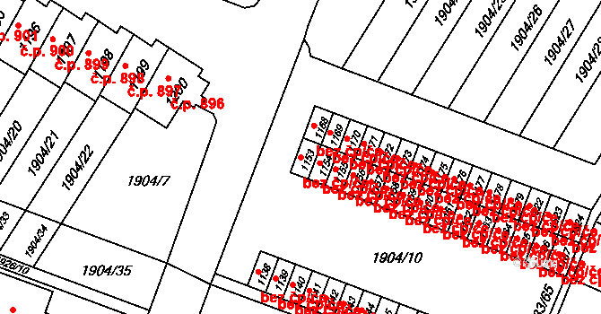 Opava 38099349 na parcele st. 1153 v KÚ Kateřinky u Opavy, Katastrální mapa