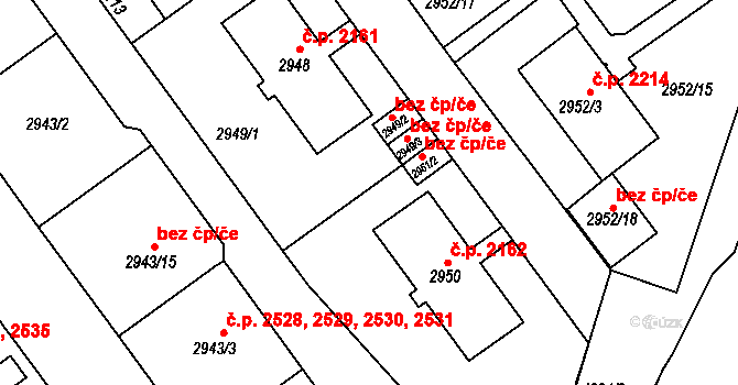 Teplice 39164349 na parcele st. 2951/2 v KÚ Teplice, Katastrální mapa