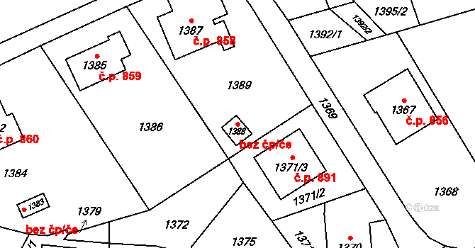 Jablunkov 40187349 na parcele st. 1388 v KÚ Jablunkov, Katastrální mapa