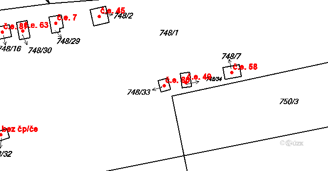 Bludovice 86, Havířov na parcele st. 748/33 v KÚ Bludovice, Katastrální mapa