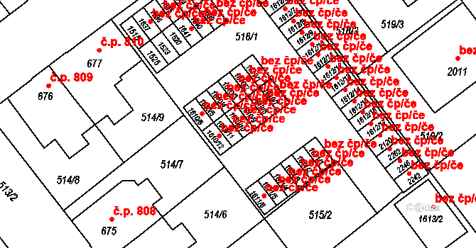 Ostrava 42716349 na parcele st. 1610/10 v KÚ Přívoz, Katastrální mapa