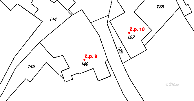 Skrochovice 9, Brumovice na parcele st. 140 v KÚ Skrochovice, Katastrální mapa
