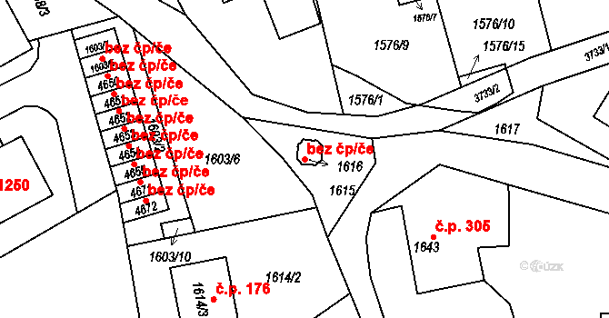 Žamberk 45528349 na parcele st. 1616 v KÚ Žamberk, Katastrální mapa