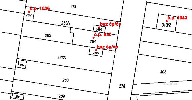 Brno 45592349 na parcele st. 266/2 v KÚ Maloměřice, Katastrální mapa