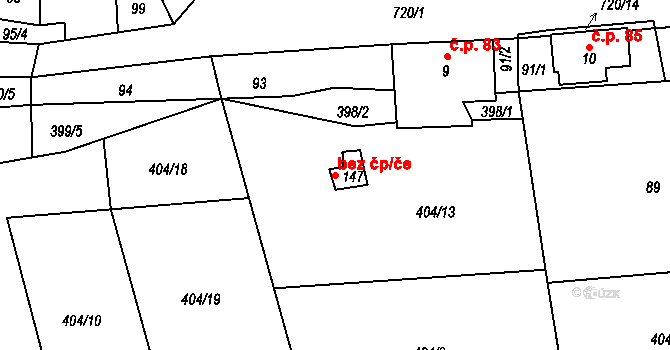 Chrastava 46998349 na parcele st. 147 v KÚ Andělská Hora u Chrastavy, Katastrální mapa