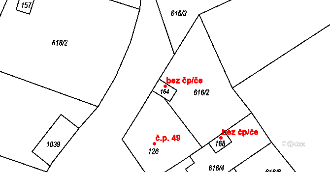 Soběsuky 49735349 na parcele st. 164 v KÚ Milovice, Katastrální mapa