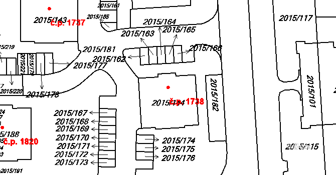 České Budějovice 2 1738, České Budějovice na parcele st. 2015/144 v KÚ České Budějovice 2, Katastrální mapa