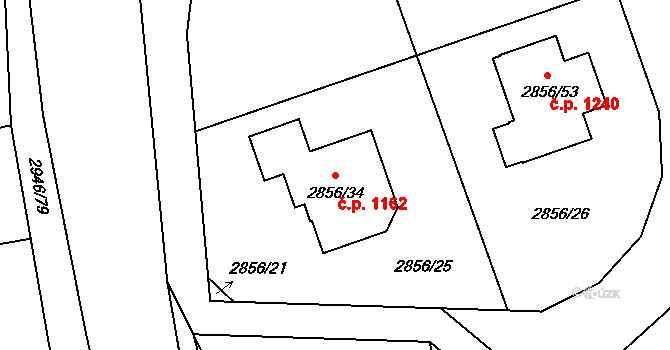 Brušperk 1162 na parcele st. 2856/34 v KÚ Brušperk, Katastrální mapa