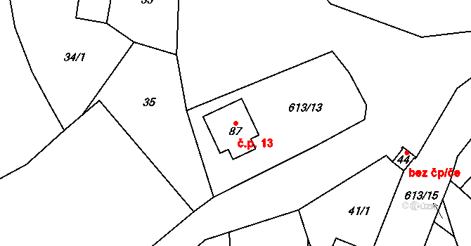 Holkovice 13, Chanovice na parcele st. 87 v KÚ Holkovice, Katastrální mapa