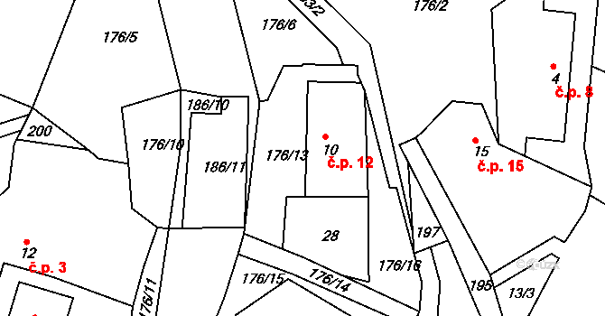 Sovoluská Lhota 12, Lipoltice na parcele st. 10 v KÚ Sovoluská Lhota, Katastrální mapa