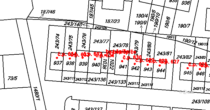 Zlín 77466349 na parcele st. 1036 v KÚ Kudlov, Katastrální mapa