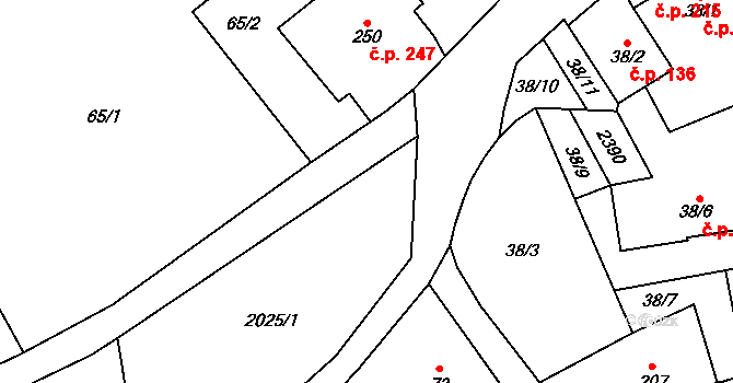 Dolní Radechová 510 na parcele st. 2025/1 v KÚ Dolní Radechová, Katastrální mapa