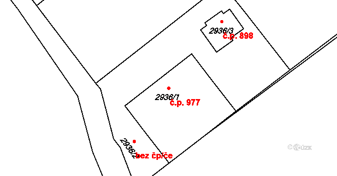 Bludov 977 na parcele st. 2936/1 v KÚ Bludov, Katastrální mapa