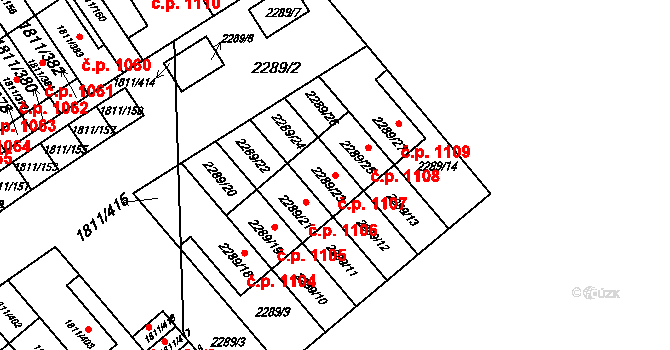 Buštěhrad 1107 na parcele st. 2289/23 v KÚ Buštěhrad, Katastrální mapa