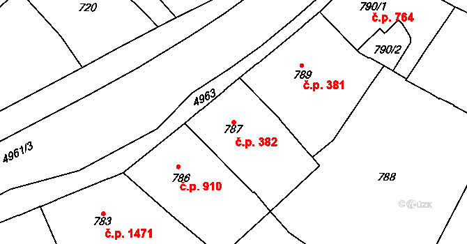 Přerov I-Město 382, Přerov na parcele st. 787 v KÚ Přerov, Katastrální mapa