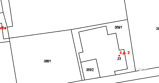 Bedřichov 2, Nepoměřice na parcele st. 23 v KÚ Miletice u Nepoměřic, Katastrální mapa
