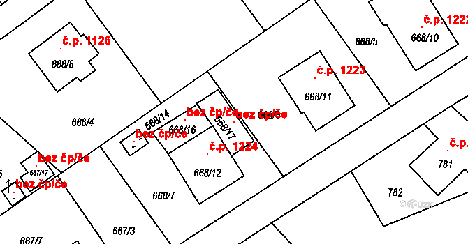 Karviná 118517350 na parcele st. 668/17 v KÚ Ráj, Katastrální mapa