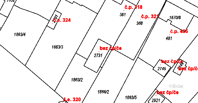 Tišnov 121560350 na parcele st. 2731 v KÚ Tišnov, Katastrální mapa