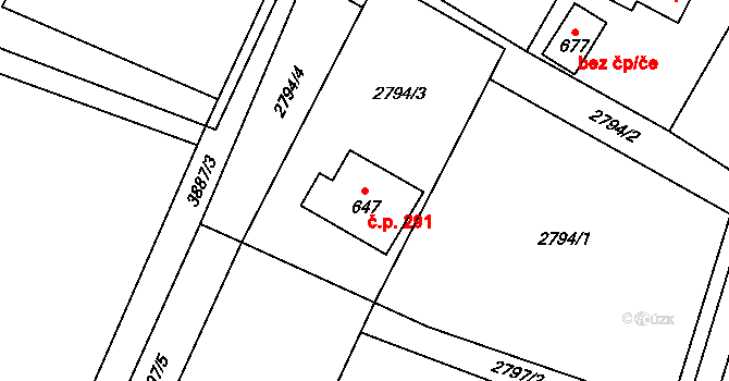 Bukovec 291 na parcele st. 647 v KÚ Bukovec u Jablunkova, Katastrální mapa