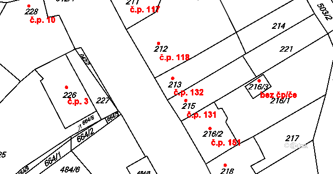 Opatovice 132, Vyškov na parcele st. 213 v KÚ Opatovice u Vyškova, Katastrální mapa