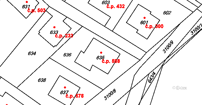 Palkovice 588 na parcele st. 635 v KÚ Palkovice, Katastrální mapa