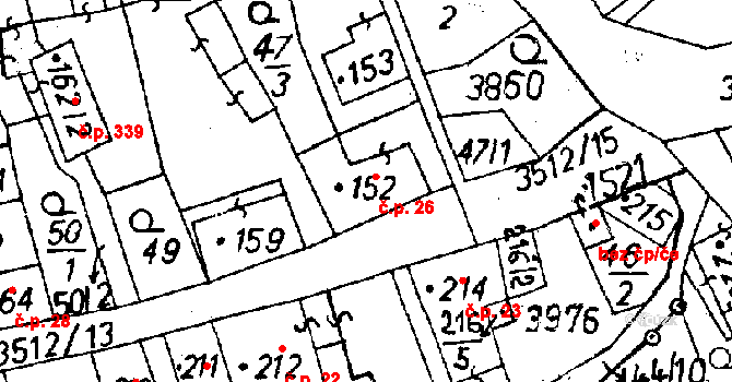 Cvikov I 26, Cvikov na parcele st. 152 v KÚ Cvikov, Katastrální mapa
