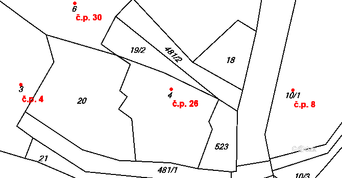 Libunec 26, Libuň na parcele st. 4 v KÚ Libunec, Katastrální mapa