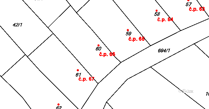 Sobčice 66 na parcele st. 60 v KÚ Sobčice, Katastrální mapa