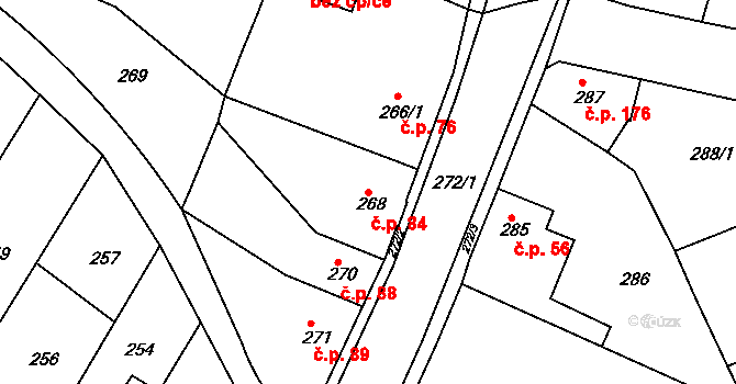 Děčín XXXII-Boletice nad Labem 84, Děčín na parcele st. 268 v KÚ Boletice nad Labem, Katastrální mapa