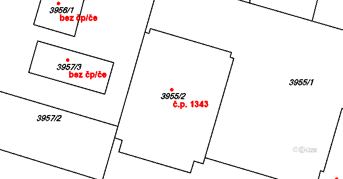 Smržovka 1343 na parcele st. 3955/2 v KÚ Smržovka, Katastrální mapa