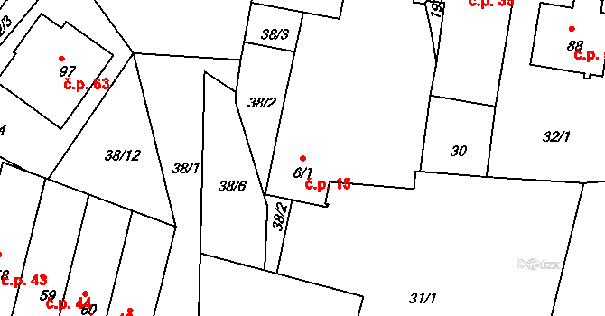 Sedlec 15 na parcele st. 6/1 v KÚ Sedlec u Českých Budějovic, Katastrální mapa