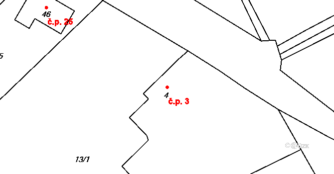 Komorno 3, Blovice na parcele st. 4 v KÚ Komorno, Katastrální mapa