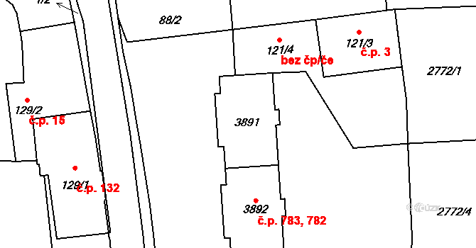 Klatovy II 782,783, Klatovy na parcele st. 3891 v KÚ Klatovy, Katastrální mapa