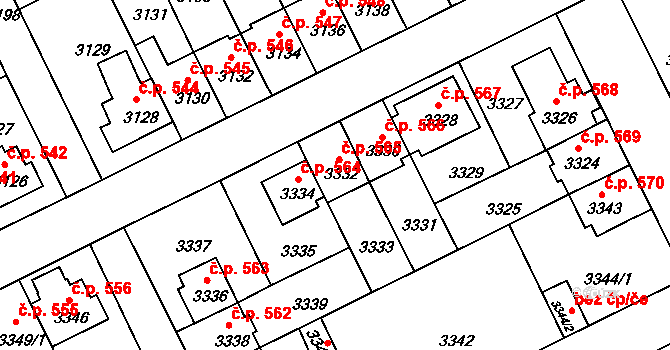 Záběhlice 565, Praha na parcele st. 3332 v KÚ Záběhlice, Katastrální mapa